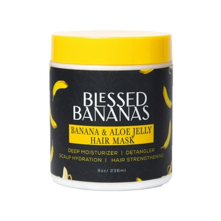 Banana & Aloe Jelly Hair Mask - Deep Moisturizing Treatment Mask for Dry & Damaged Hair - Enriched with Vitamin C, B12 & Aloe Vera - Restores Shine & Softness - 8oz, 1 Count