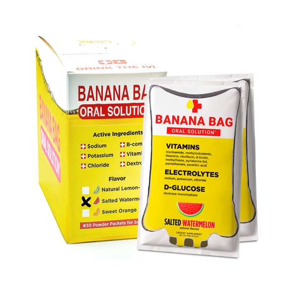 Banana Bag Oral Solution Variety Pack Medbox (30-Pack) Pharmacist Hydration Recovery Formula - Electrolyte & Vitamin Powder Packet Drink Mix