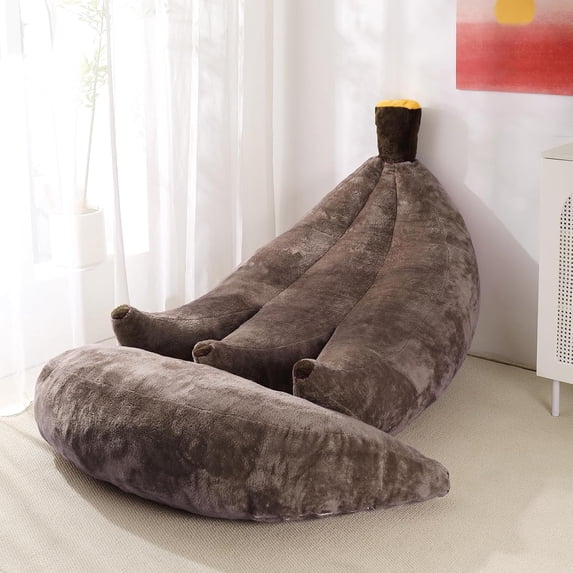 Banana Bean Bag Chair with Ottoman, Floor Sofa Bed with Footrest, Comfy Convertible Lounger for Adults, Plush Couch for Bedroom, Living Room or Dorm