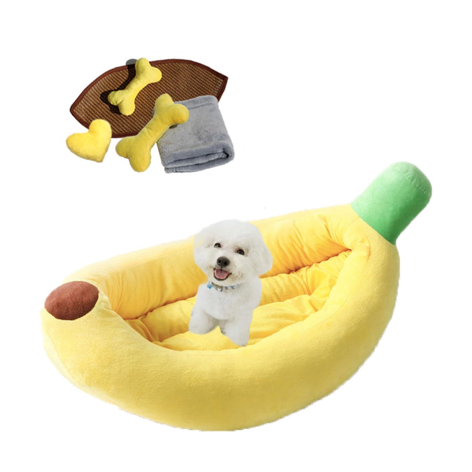 View of Banana Bed for Dogs, Banana Dog Bed, Pet Nest Cute Soft Washable ...