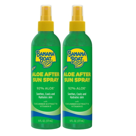 Banana Boat After Sun Aloe Mist Spray Pump, 6 oz Alcohol Free 92% Aloe (2 Pack)