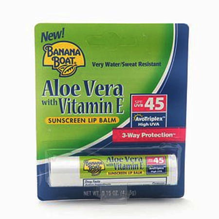 Banana Boat Aloe Vera With Vitamin E Sunscreen Lip Balm, Spf 45, 0.15 Oz, 6 Pack