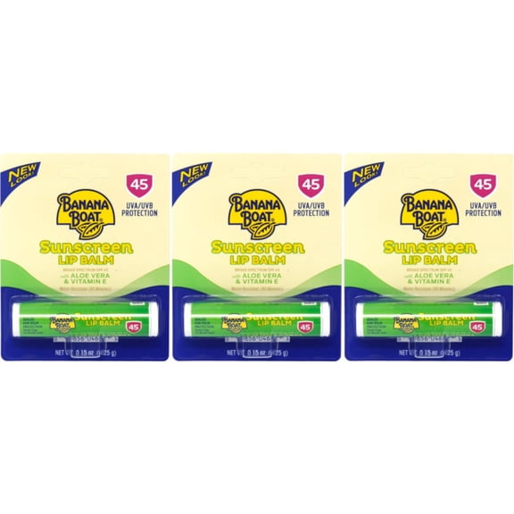 Banana Boat Aloe Vera with Vitamin E Sunscreen Lip Balm, SPF 45 .15 oz (4.25 g)