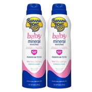 Banana Boat Baby Mineral Enriched, Wont Run Into Eyes, Reef Friendly, Broad Spectrum Sunscreen Spray, SPF 50, 6oz. - Twin Pack,6 Ounce Pack of 2