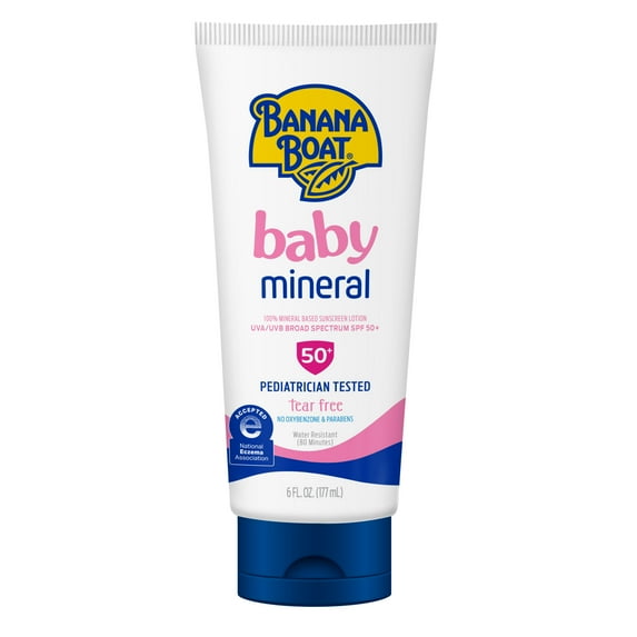 Banana Boat Baby Mineral Sunscreen Lotion SPF 50, 100% Mineral Sunscreen, Baby Sunblock, 6 fl oz