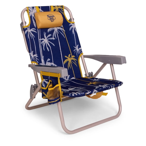 Banana Boat Backpack Beach Chair - Lightweight Aluminum Folding Chair for Adults 5-Position with Lay Flat Adjustable Recline, Headrest Pillow, Insulated Back Pocket & Cup Holder