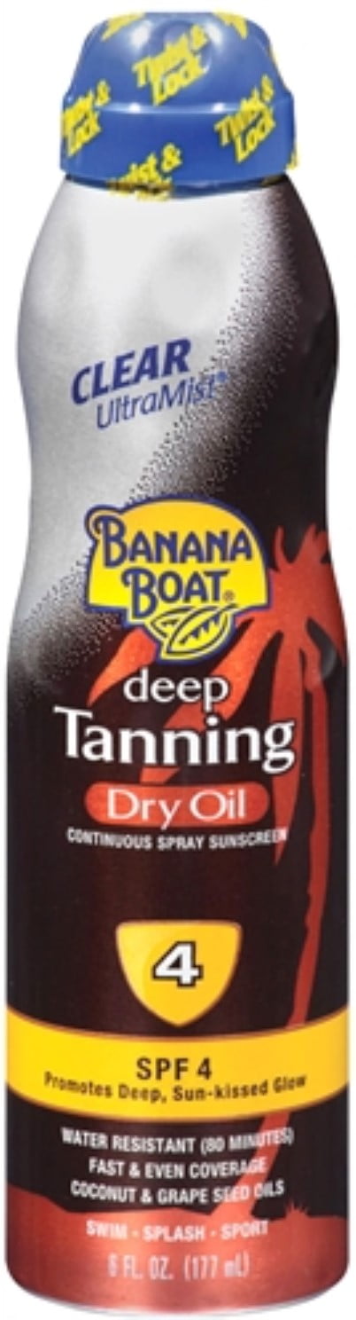 Banana Boat Boat UltraMist Continuous Spray Sunscreen, Deep Tanning Dry Oil, SPF 4, 6 oz (Pack of 3)