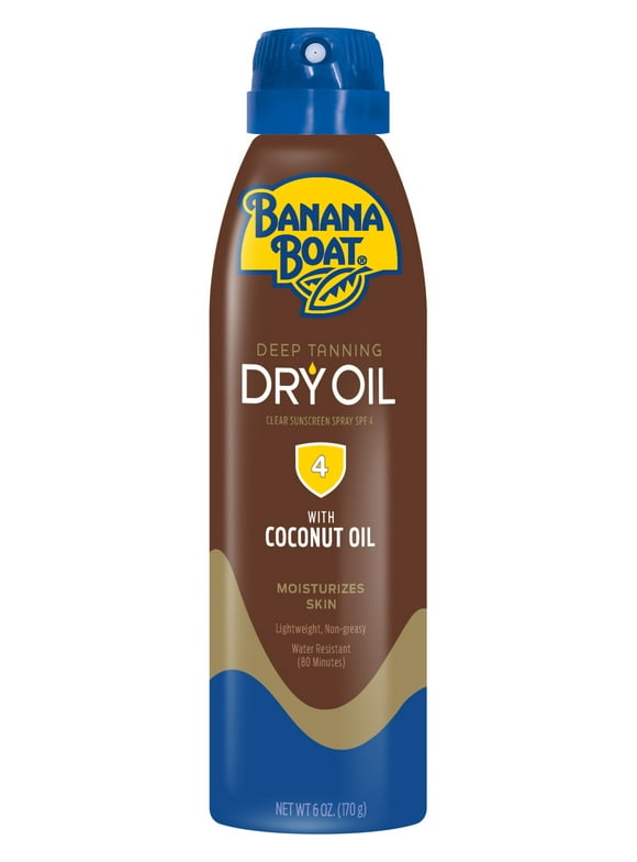 Banana Boat Deep Tanning Dry Oil Clear Spray Sunscreen SPF 4, 6oz