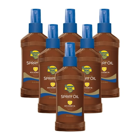 Banana Boat Deep Tanning Oil Pump Spray Sunscreen Broad Spectrum SPF 4 - 8 Ounces (Pack of 6)