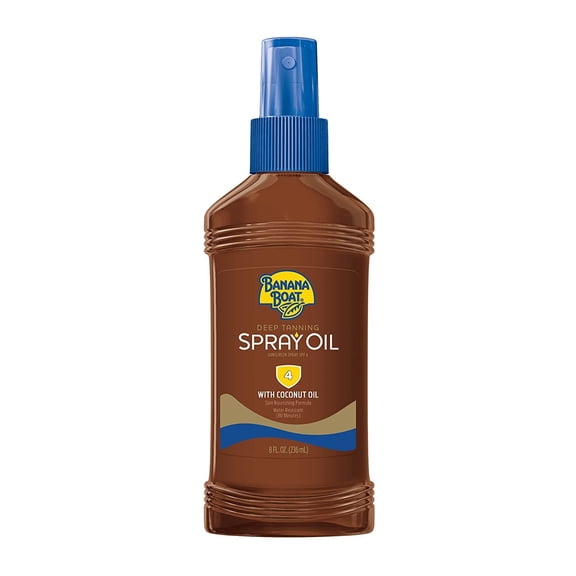 Banana Boat Deep Tanning Continuous Spray Dark Tanning Oil with Coconut, SPF 4, Coconut, 8 oz