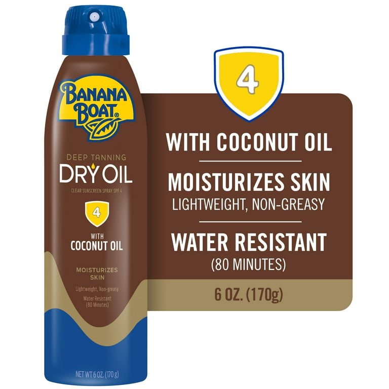 Banana Boat Sun Tanner Dry Oil Clear Spray Sunscreen SPF 4, 6 oz ...