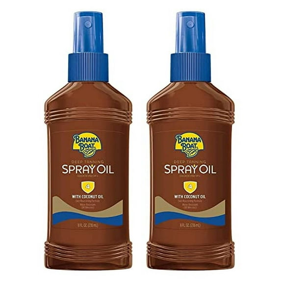 Banana Boat Deep Tanning SPF#4 Spray Oil With Coconut Oil 8 Ounce (236ml) (Pack of 2)