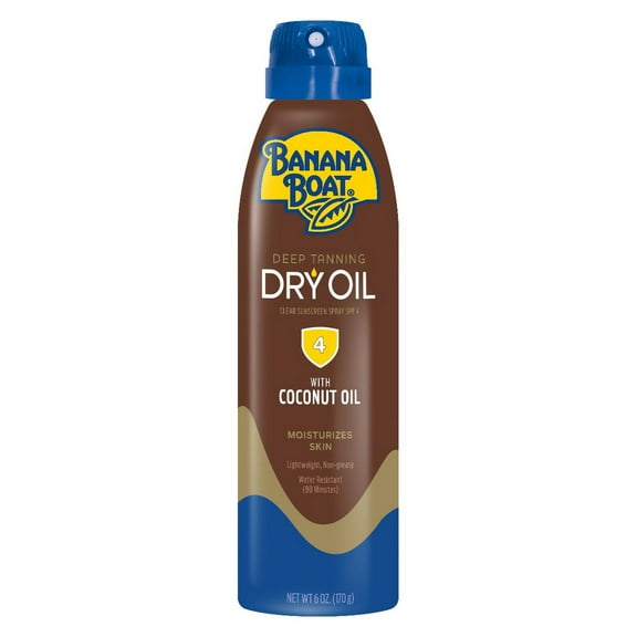 Banana Boat Deep Tanning Spray Dry Oil 6oz Spf#4 Coconut Oil (Pack of 2)
