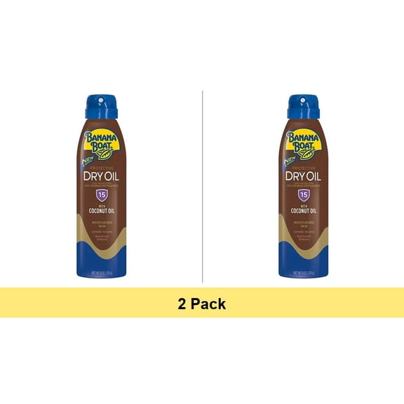 Banana Boat Dry Oil Clear Sunscreen Spray SPF 15, 6 oz - 2 Pack
