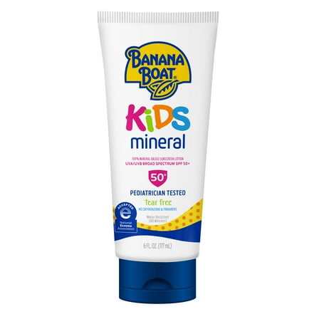 Banana Boat Kids 100% Mineral Sunscreen Lotion SPF 50, 6oz