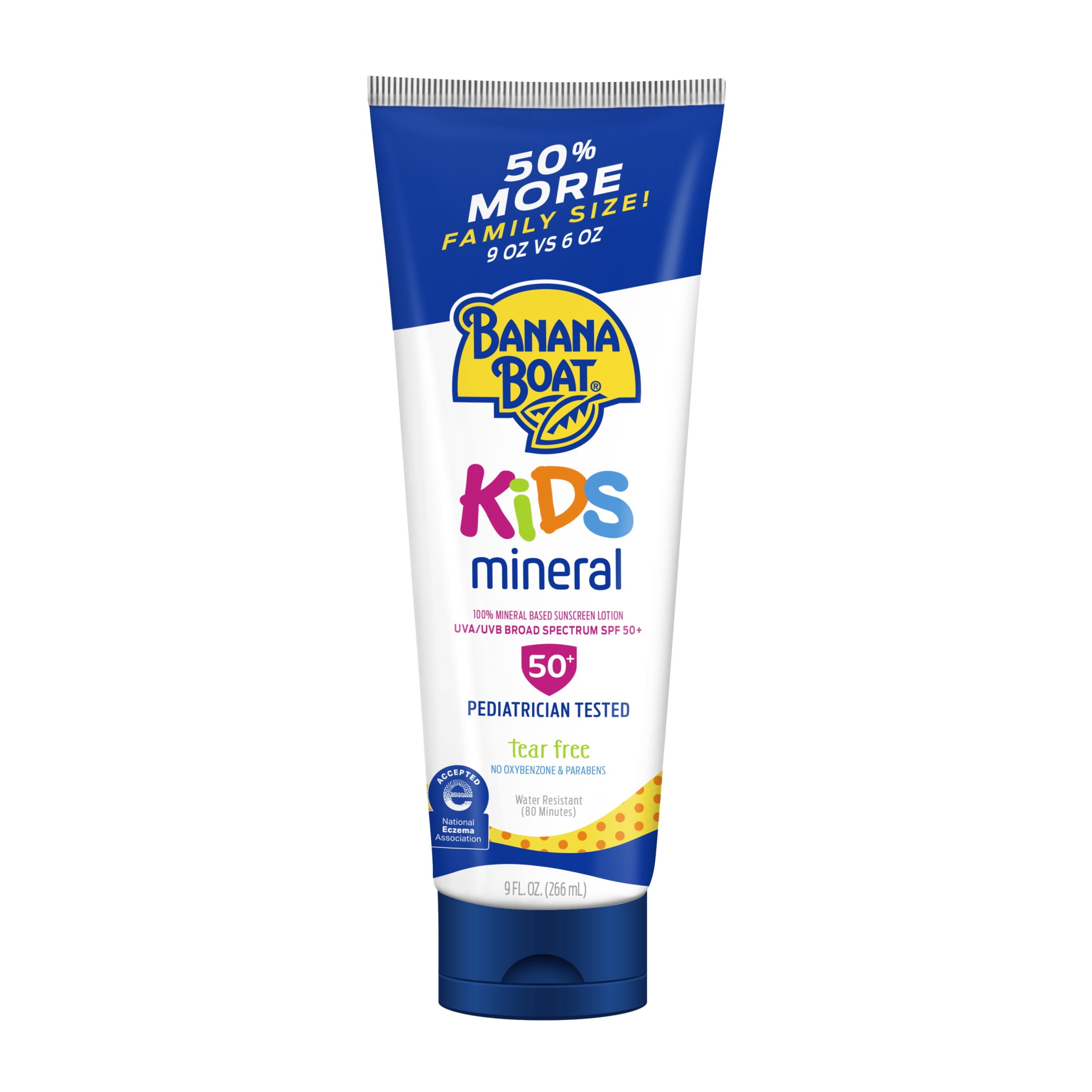 Banana Boat Kids 100% Mineral Sunscreen Lotion SPF 50, Family Size Sunscreen, 9oz