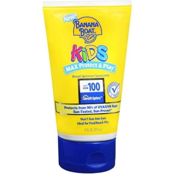 Banana Boat Kids Max Protect & Play Broad Spectrum Sunscreen SPF 100 4 oz (Pack of 3)
