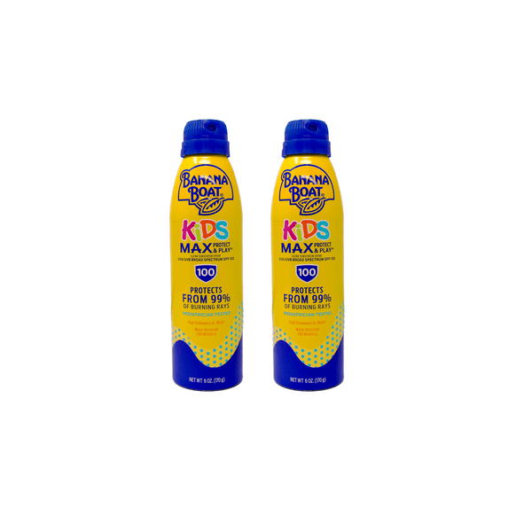 Banana Boat Kids Max Protect & Play Clear Sunscreen Spray SPF 100 6.0 oz Pack of 2
