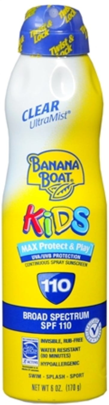 Banana Boat Kids Max Protect & Play Continuous Spray Sunscreen SPF 100 6 oz (Pack of 6)