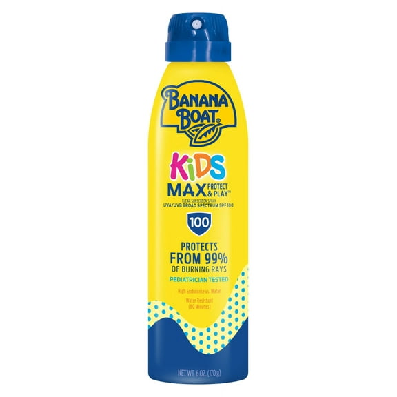 Banana Boat Kids Max Protect & Play Sunscreen Spray SPF 100, 6 oz - 2 Pack