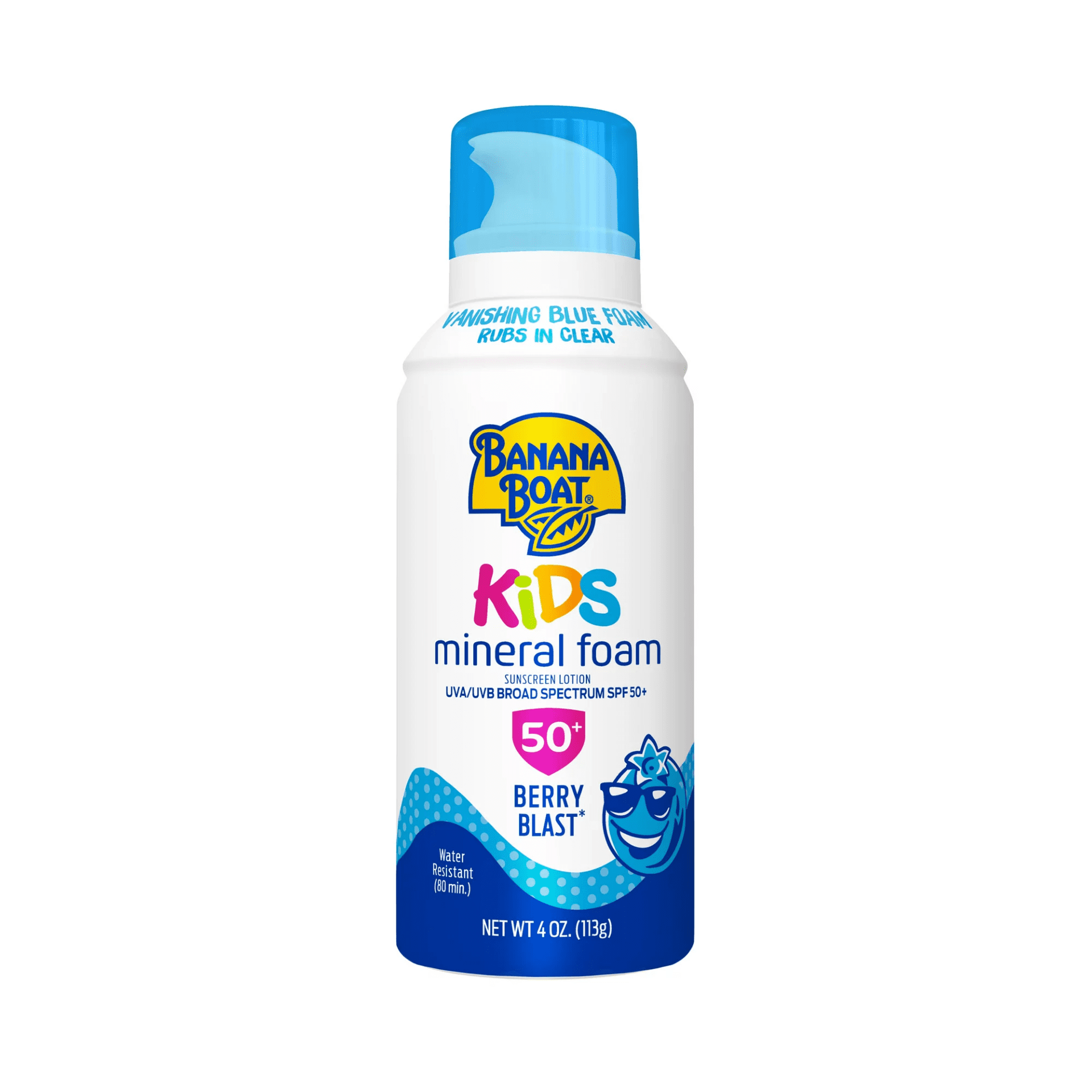 Banana Boat Kids Mineral Foam Sunscreen, Berry Blast, SPF 50, 4 Oz