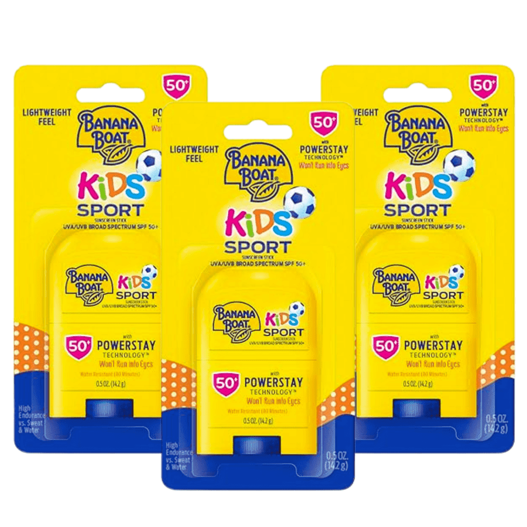 Banana Boat Kids Sport Broad Spectrum Sunscreen Stick with SPF 50 0.50 oz (Pack of 3)