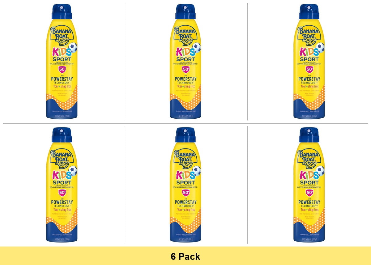 Banana Boat Kids Sport Sunscreen Spray Lotion SPF 50, 6oz - 6 Pack