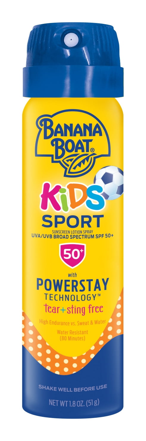 Banana Boat Kids Sport Sunscreen Spray Lotion SPF 50, Travel Size Sunscreen, 1.8oz