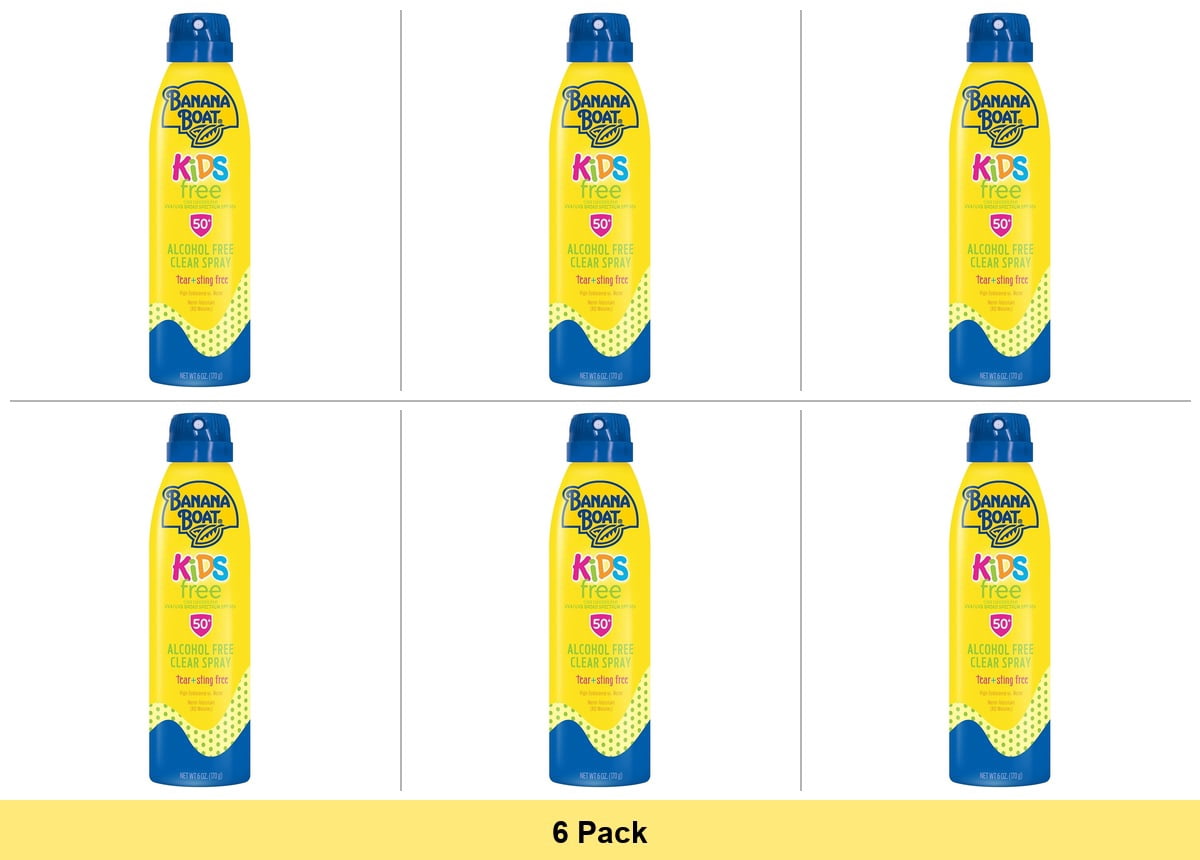 Banana Boat Kids Sport Sunscreen Spray, SPF 50, 6 oz - 6 Pack