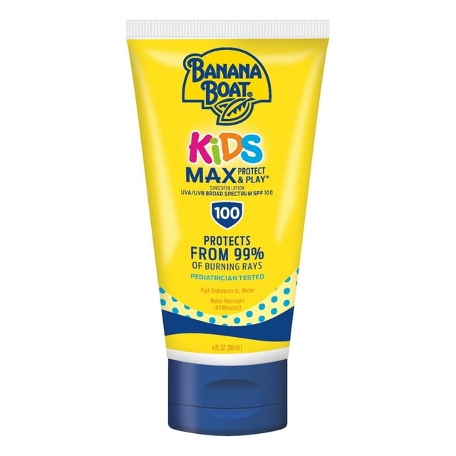 Banana Boat Kids Max Protect & Play Broad Spectrum Sunscreen SPF 100 4 oz Pack of 6