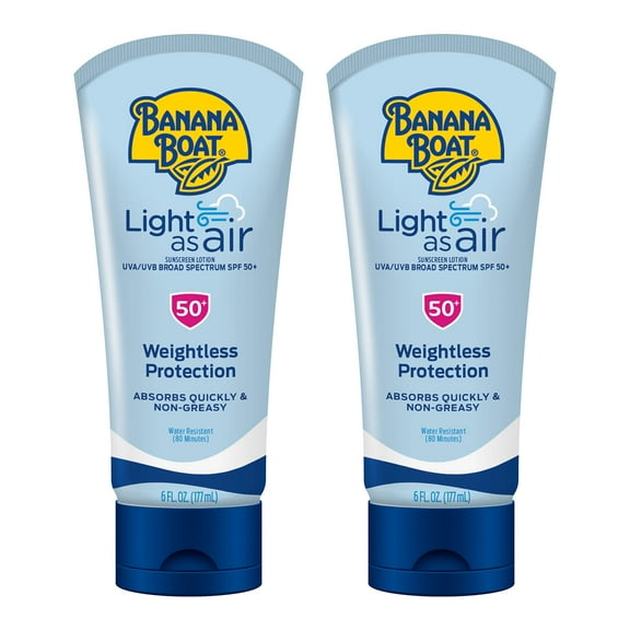 Banana Boat Light As Air HYZ01 Sunscreen Lotion Pack | Lightweight Sunscreen, Lotion Sunscreen, Banana Boat Sunscreen Lotion for Body, Non-Greasy Sunscreen, Oxybenzone Free Sunscreen, 6oz each