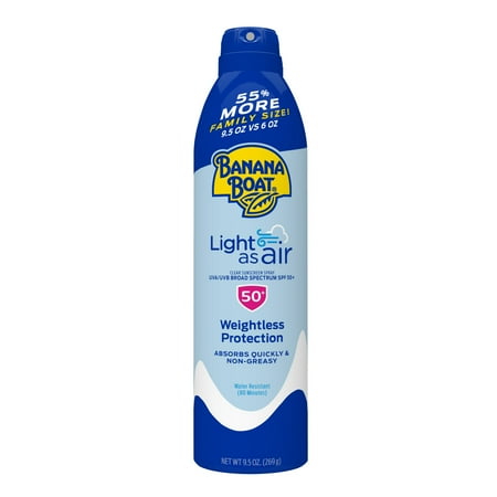Banana Boat Light As Air Sunscreen Spray SPF 50, Family Size 9.5oz