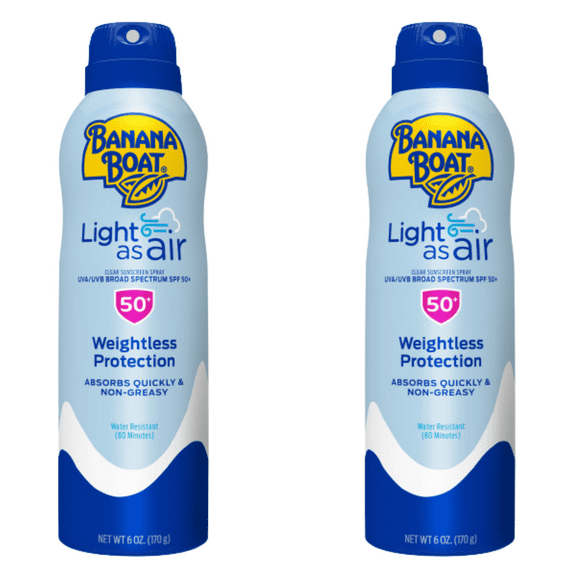 Banana Boat Light as Air Cspray, SPF 50+ 6 fl oz (2 Pack)