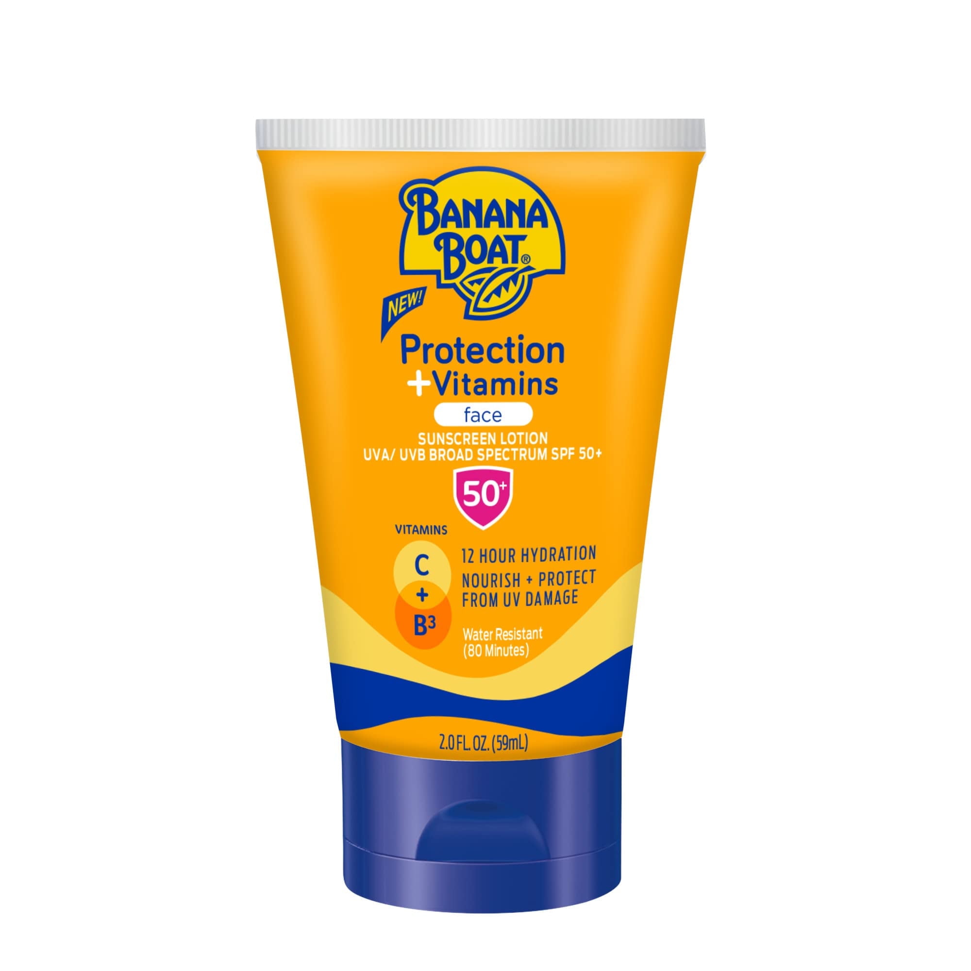 Banana Boat Protection + Vitamins Sunscreen for Face SPF 50 | Travel Size Sunscreen with Vitamin C & Niacinamide for Face | Banana Boat Fragrance-Free Face Sunscreen with Niacinamide, 2 oz. C35