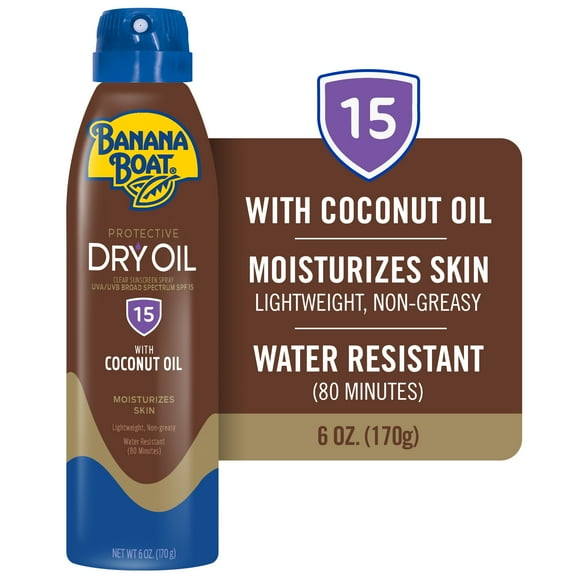 Banana Boat Protective Tanning Dry Oil Clear Spray Sunscreen SPF 15, 6oz