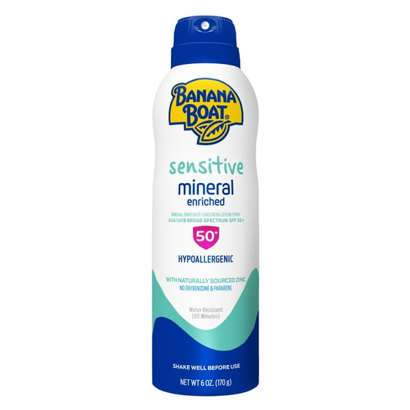 Banana Boat Sensitive Mineral Sunscreen Spray SPF 50, Adult Sensitive Skin Sunscreen Spray, 6 oz