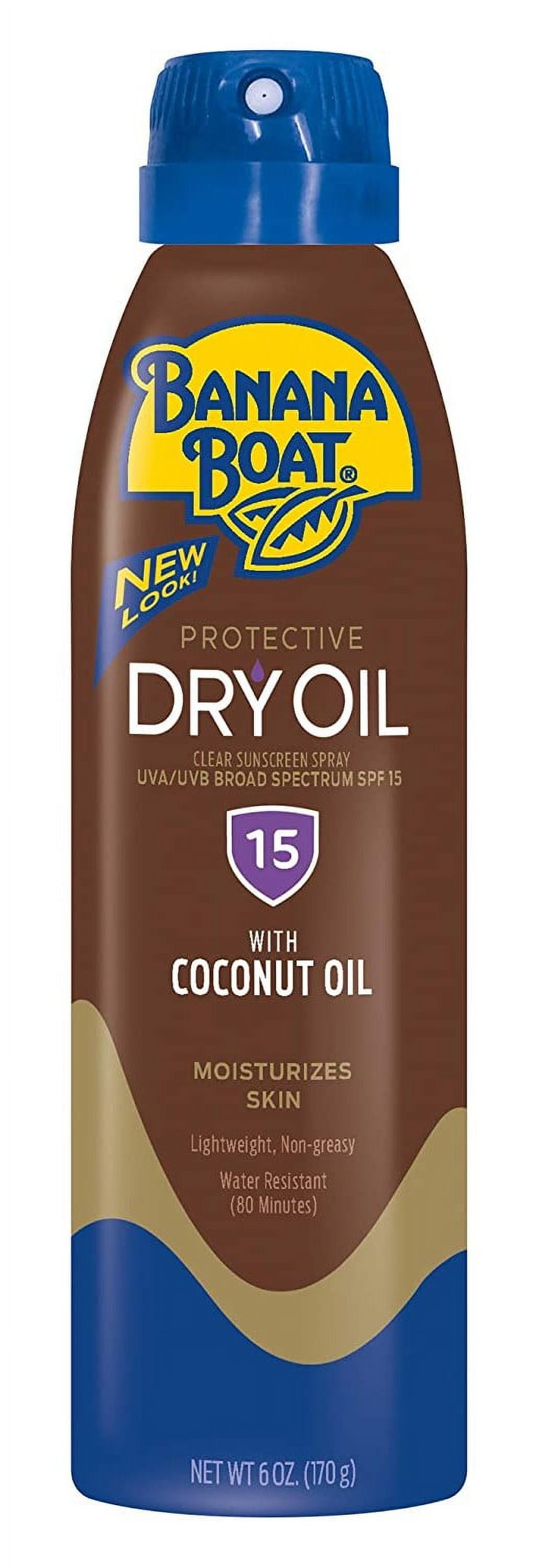 Banana Boat Spf#15 Dry Oil With Coconut Oil Spray 6oz (Pack of 3 ...