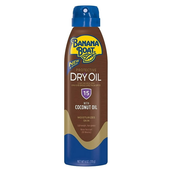 Banana Boat Spf#15 Dry Oil With Coconut Oil Spray 6oz (Pack of 3)