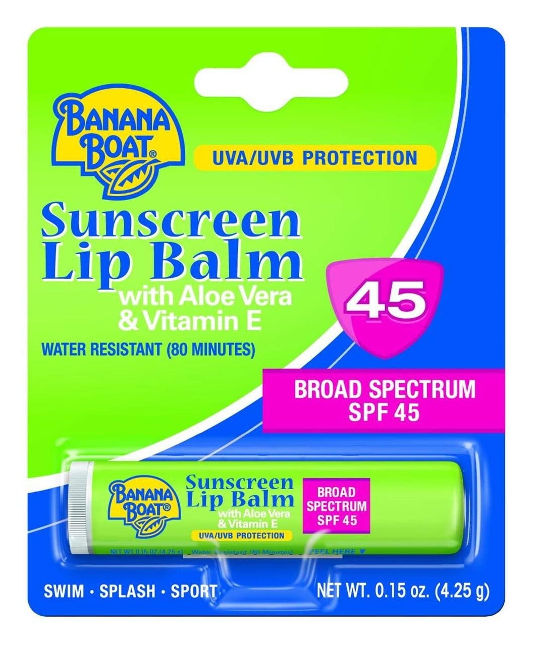 Banana Boat Spf#45 Lip Balm Sunscreen 0.15 Ounce (Pack of 10)