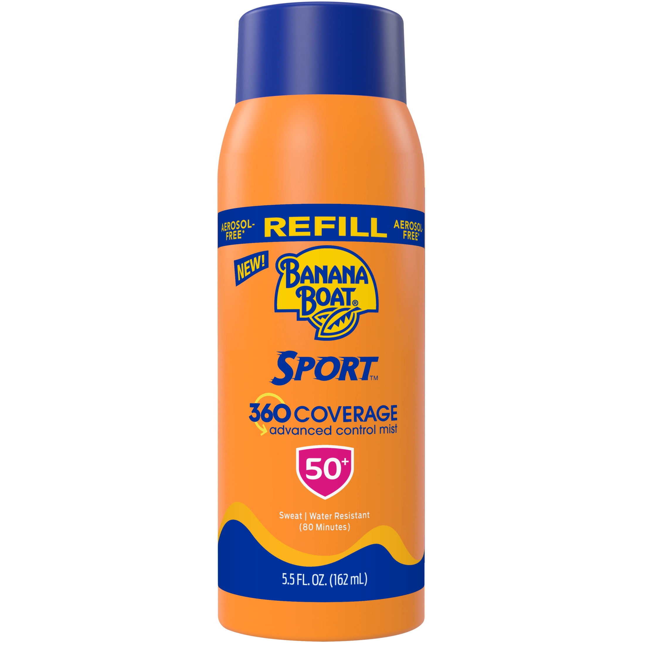 Banana Boat Sport 360 Coverage SPF 50 Sunscreen Mist Refill, Adult Sunscreen Spray Refill, 5.5 fl oz