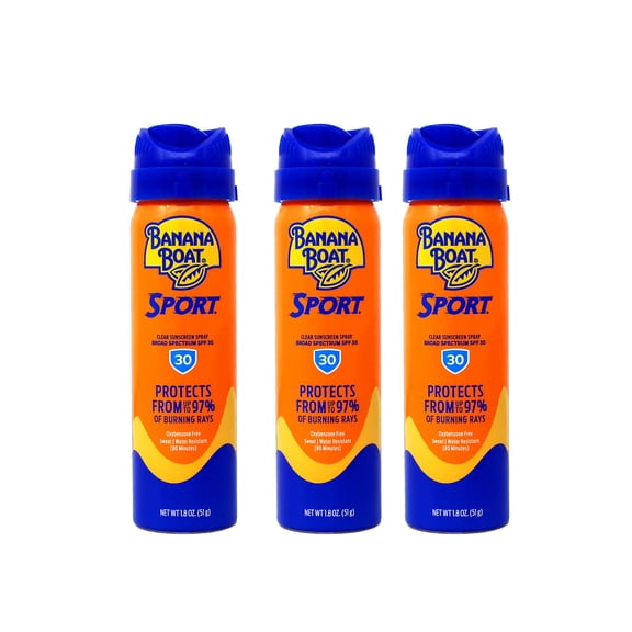 Banana Boat Sport Performance Cool Zone Continuous Sunscreen Spray SPF 30 2 oz (Pack of 3)