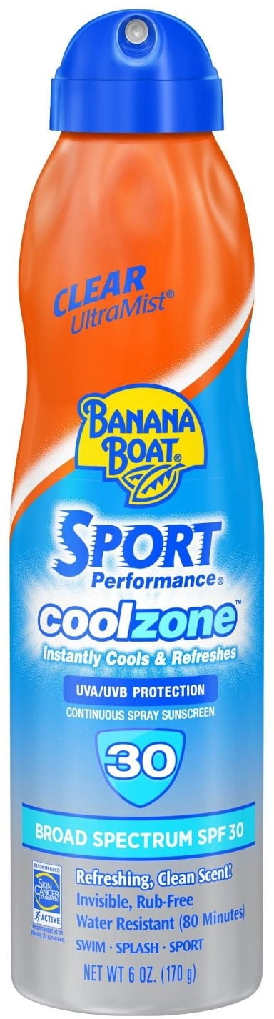 Banana Boat Sport Performance CoolZone Continuous Spray Sunscreen SPF 30 6 oz (Pack of 3)