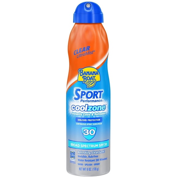 Banana Boat Sport Performance CoolZone Continuous Spray Sunscreen SPF 30 6 oz (Pack of 3)