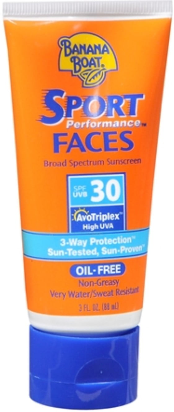 Banana Boat Sport Performance Faces Sunscreen Lotion SPF 30 3 oz (Pack of 4)