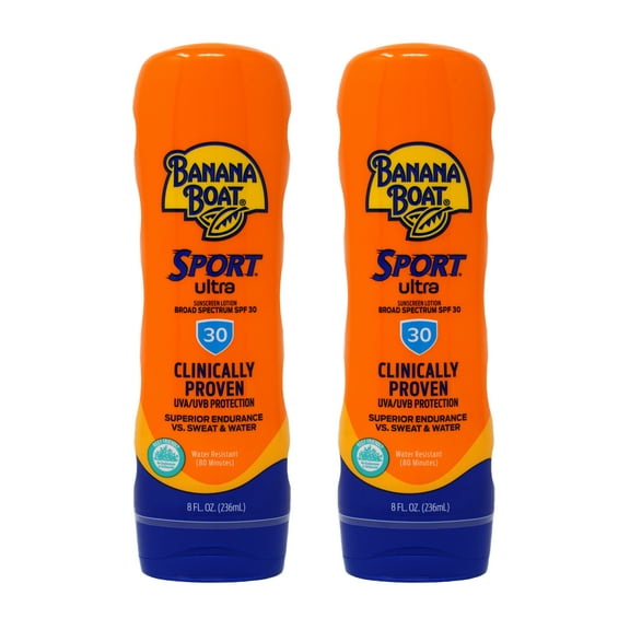 Banana Boat Sport Performance Lotion Sunscreens with PowerStay Technology, 30 Ounces (Pack of 2)