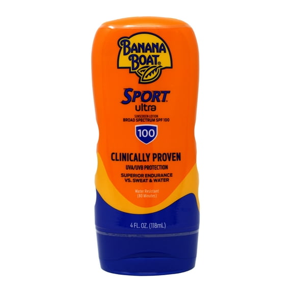 Banana Boat Sport Performance Sunscreen Lotion SPF 100, 4-ounce Bottles