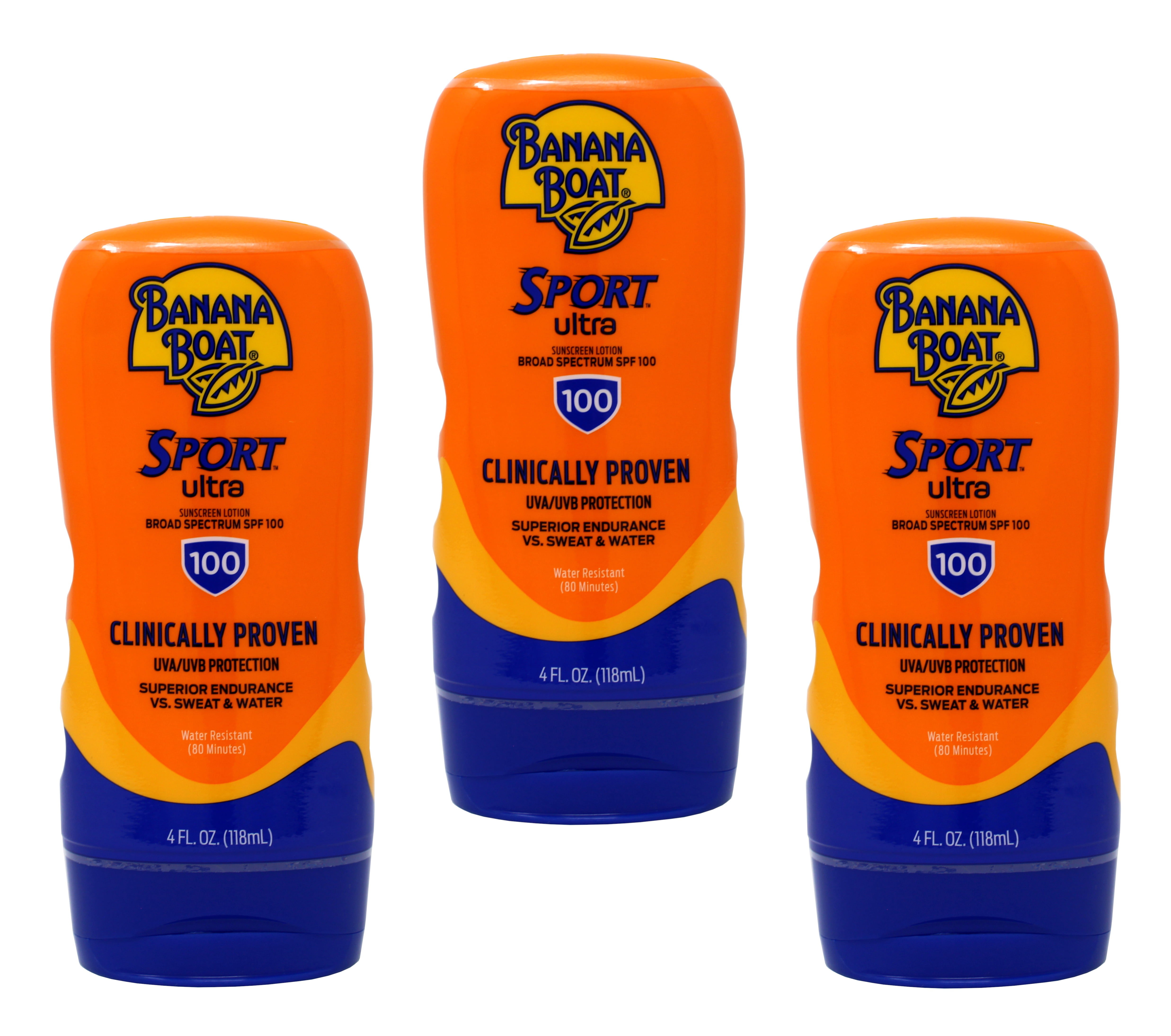 Banana Boat Sport Performance Sunscreen Lotion SPF 100 4 oz (Pack of 3)