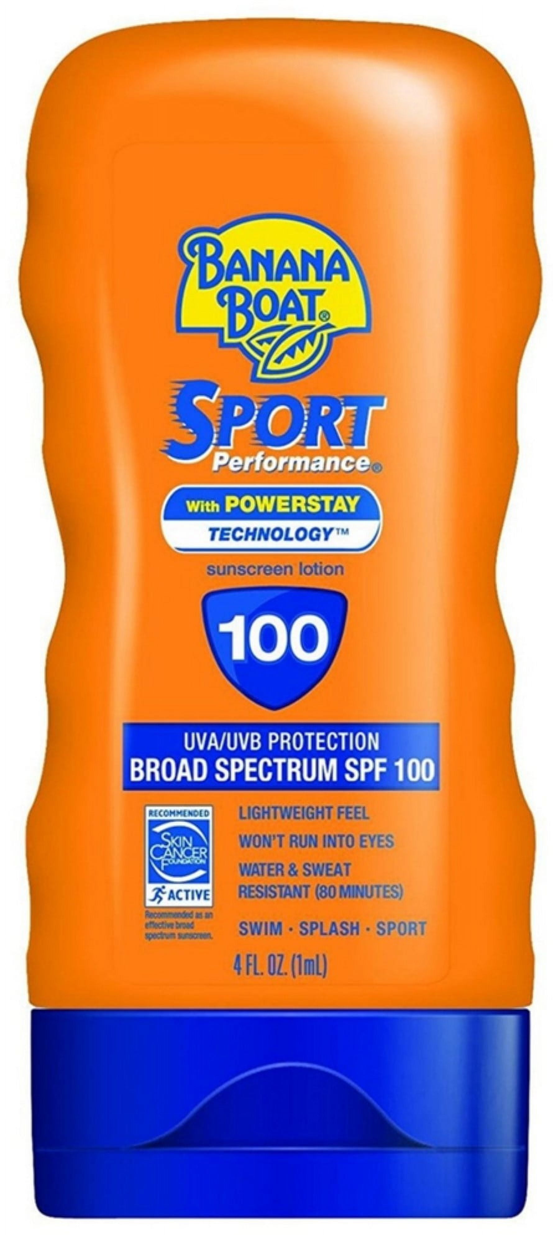Banana Boat Sport Performance Sunscreen Lotion SPF 100 4 oz (Pack of 3)