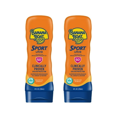 Banana Boat Sport Performance Sunscreen Lotion, SPF 50 8 oz (Pack of 2)