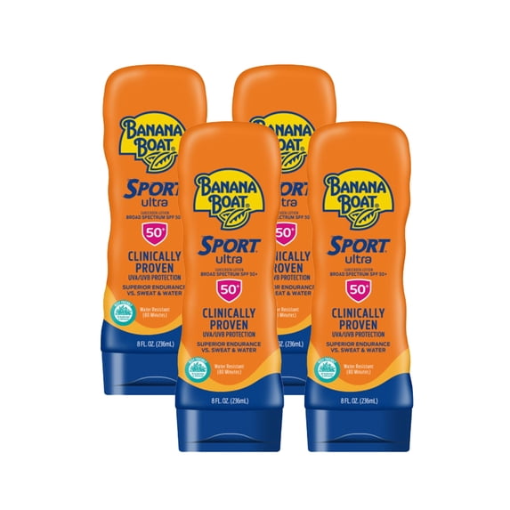 Banana Boat Sport Performance Sunscreen Lotion, SPF 50 8 oz (Pack of 4)